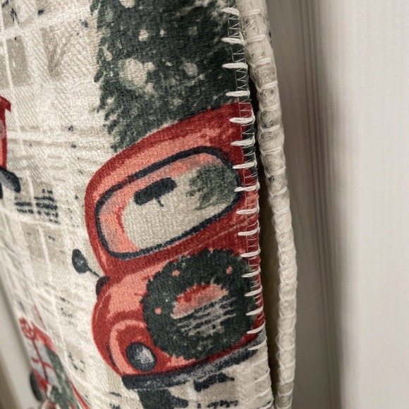 RED TRUCKS Plaid 50x70 Throw Blanket Christmas Tree by Dream Home Sherpa Back - Picture 10 of 10